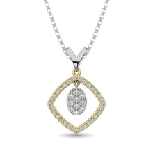 10K Yellow Gold 1/4 Ct.Tw. Diamond Square Shape Pendant with Dangler