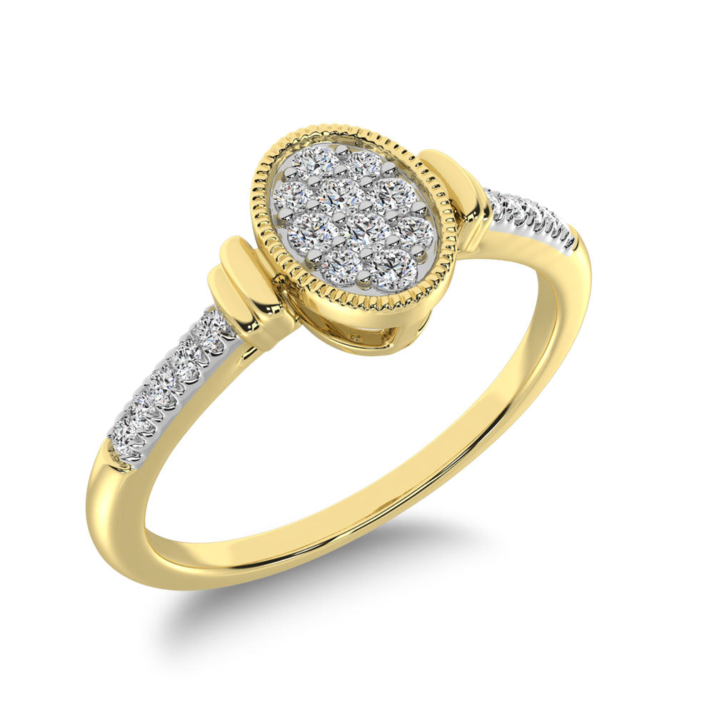 10K Yellow Gold 1/8 Ct.Tw. Diamond Oval Shape Ring