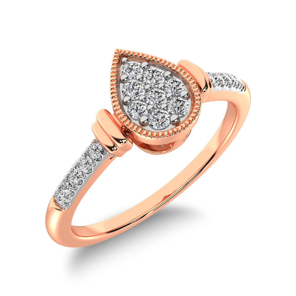 10K Rose Gold 1/8 Ct.Tw. Diamond Pear Shape Ring