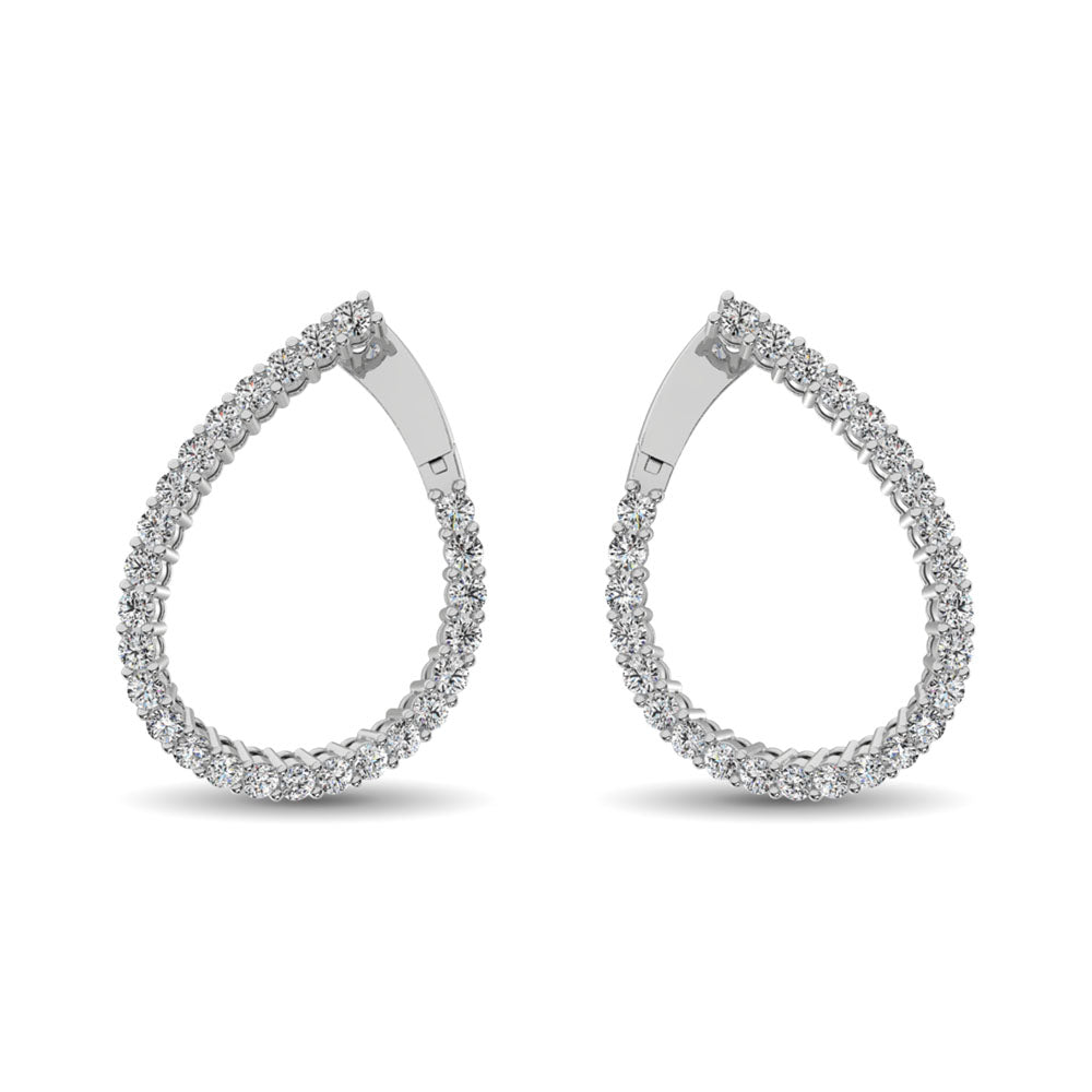 14K White Gold Diamond 2 Ct.Tw. Hoop Earrings