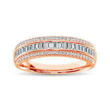 14K Rose Gold Round and Baguette Diamond 2/5 Ct.Tw. Anniversary Band
