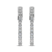 14K White Gold Diamond 1 Ct.Tw. In and Out Hoop Earrings
