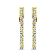 10K Yellow Gold Diamond 1/2 Ct.Tw. In and Out Hoop Earrings