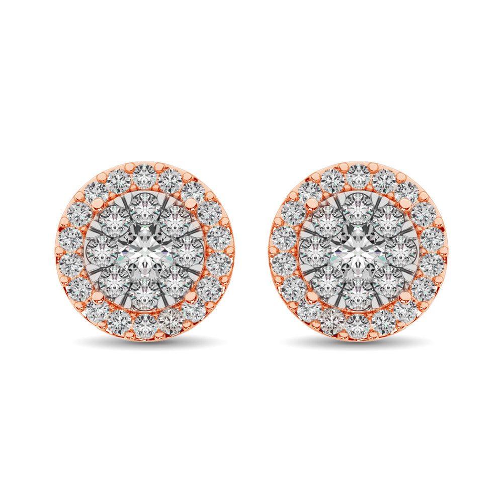 Diamond Stud earrings 3/4 ct tw in 14K Rose Gold