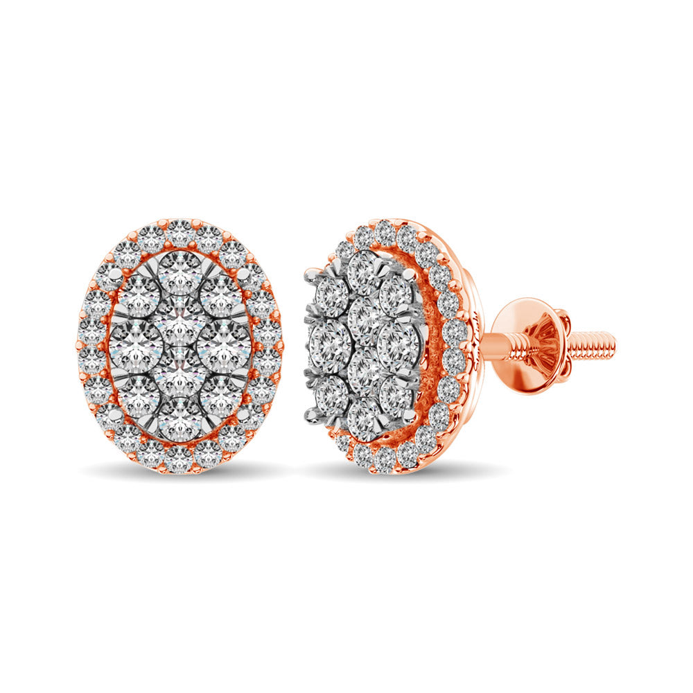 Diamond 3/4 ct tw Oval Shape Earrings  in 14K Rose Gold