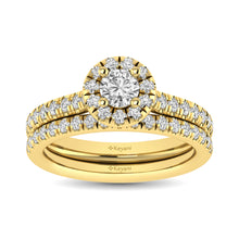 Diamond Classic Shank Single Halo Bridal Ring 1 ct tw Round Cut in 14K Yellow Gold