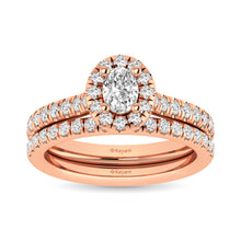 Diamond Classic Shank Single Halo Bridal Ring 1 ct tw Oval Cut in 14K Rose Gold