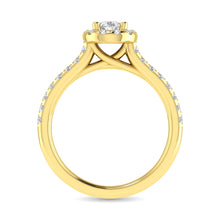 Diamond Classic Shank Single Halo Bridal Ring 1 ct tw Pear Cut in 14K Yellow Gold