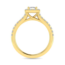 Diamond Classic Shank Single Halo Bridal Ring 1 ct tw Princess Cut in 14K Yellow Gold