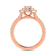 Diamond Classic Shank Double Halo Bridal Ring 1 ct tw Round Cut in 14K Rose Gold
