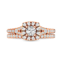 Diamond  Split Shank Single Halo Bridal Ring 1 ct tw Round Cut in 14K Rose Gold