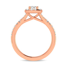Diamond  Split Shank Single Halo Bridal Ring 1 ct tw Round Cut in 14K Rose Gold