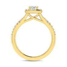 Diamond  Split Shank Single Halo Bridal Ring 1 ct tw Round Cut in 14K Yellow Gold