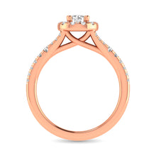 Diamond  Split Shank Single Halo Bridal Ring 1 ct tw Round Cut in 14K Rose Gold