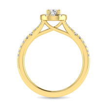 Diamond  Split Shank Single Halo Bridal Ring 1 ct tw Pear Cut in 14K Yellow Gold