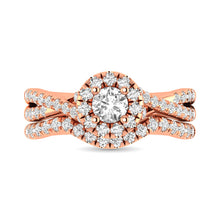 Diamond  Twist Shank Single Halo Bridal Ring 1 ct tw Round Cut in 14K Rose Gold