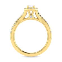 Diamond  Twist Shank Single Halo Bridal Ring 1 ct tw Emerald Cut in 14K Yellow Gold