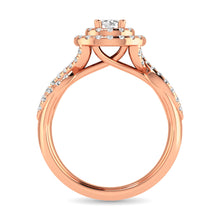 Diamond  Twist Shank Double Halo Bridal Ring 1 ct tw Round Cut in 14K Rose Gold
