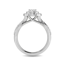 Diamond Twist Shank Double Halo Bridal Ring 3/4 ct tw Round Cut in 14K White Gold