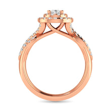 Diamond  Twist Shank Double Halo Bridal Ring 3/4 ct tw Pear Cut in 14K Rose Gold