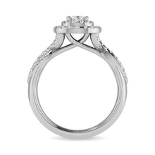 Diamond Twist Shank Double Halo Bridal Ring 3/4 ct tw Pear Cut in 14K White Gold