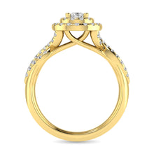 Diamond  Twist Shank Double Halo Bridal Ring 3/4 ct tw Pear Cut in 14K Yellow Gold