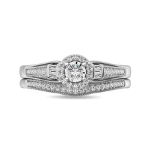 Diamond Bridal Ring 1/4 ct tw in Round and Straight Baguette in 10K White Gold