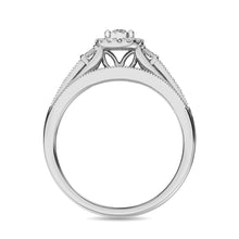 Diamond Bridal Ring 1/4 ct tw in Round and Straight Baguette in 10K White Gold