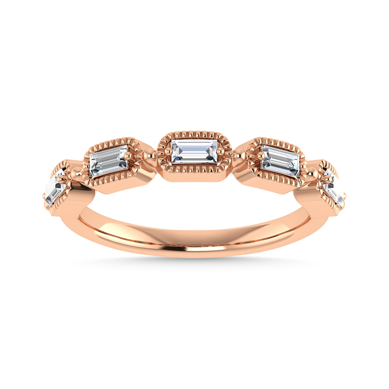 Diamond 1/4 Ct.Tw. Baguette Cut Anniversary Band in 14K Rose Gold