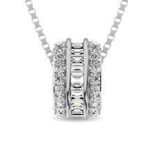Diamond 1/4 Ct.Tw. Round and Baguette Fashion Pendant in 10K White Gold