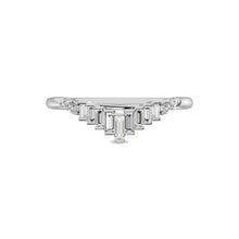 Diamond 1/5 ct tw Round and Baguette Chevron Band  in 10K White Gold