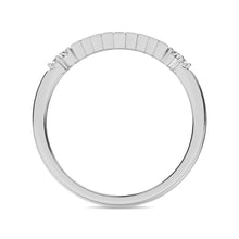 Diamond 1/5 ct tw Round and Baguette Chevron Band  in 10K White Gold