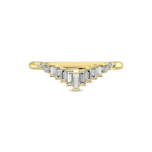 Diamond 1/5 ct tw Round and Baguette Chevron Band  in 10K Yellow Gold