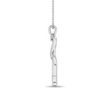Diamond 1/10 ct tw Heart and Key Pendant in Sterling Silver