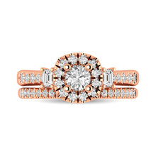 Diamond Classic Shank Single Halo Bridal Ring 1 ct tw Round Cut in 14K Rose Gold