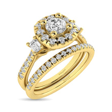Diamond Classic Shank Single Halo Bridal Ring 1 ct tw Round Cut in 14K Yellow Gold