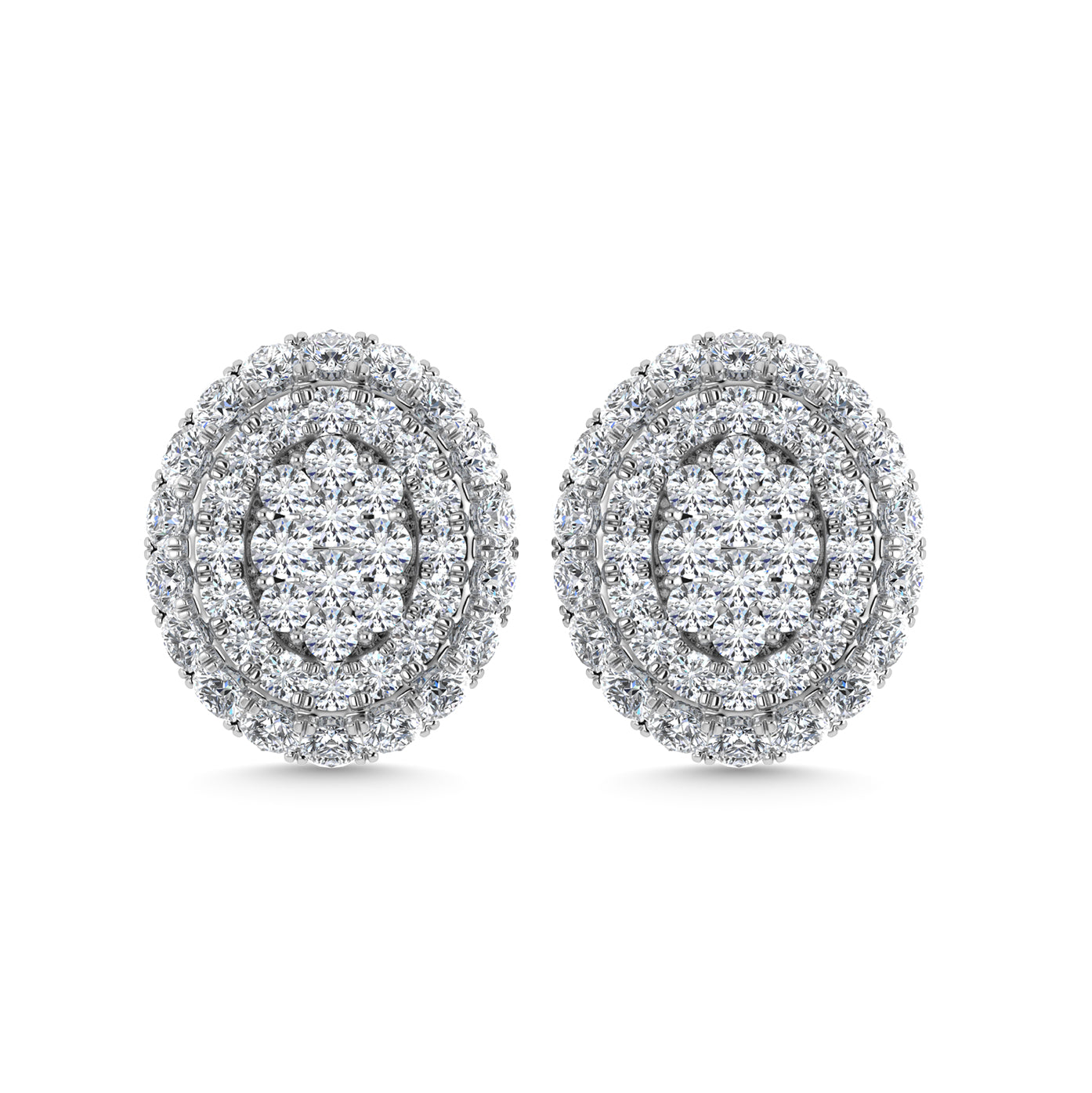 Diamond 5/8 Ct.Tw. Cluster Fashion Earrings in 14K White Gold Gold