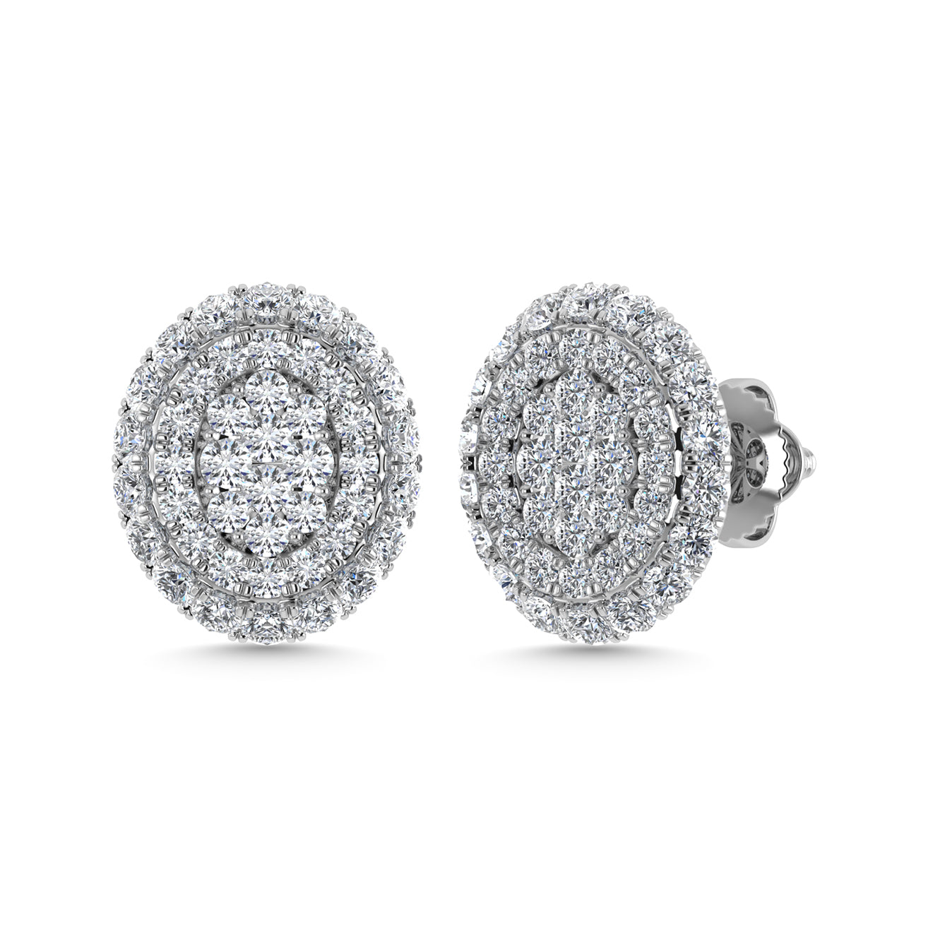 Diamond 5/8 Ct.Tw. Cluster Fashion Earrings in 14K White Gold Gold