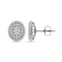 Diamond 5/8 Ct.Tw. Cluster Fashion Earrings in 14K White Gold Gold