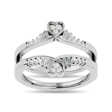 Diamond 1/4 ct tw Round and Tapper Guard Ring  in 14K White Gold