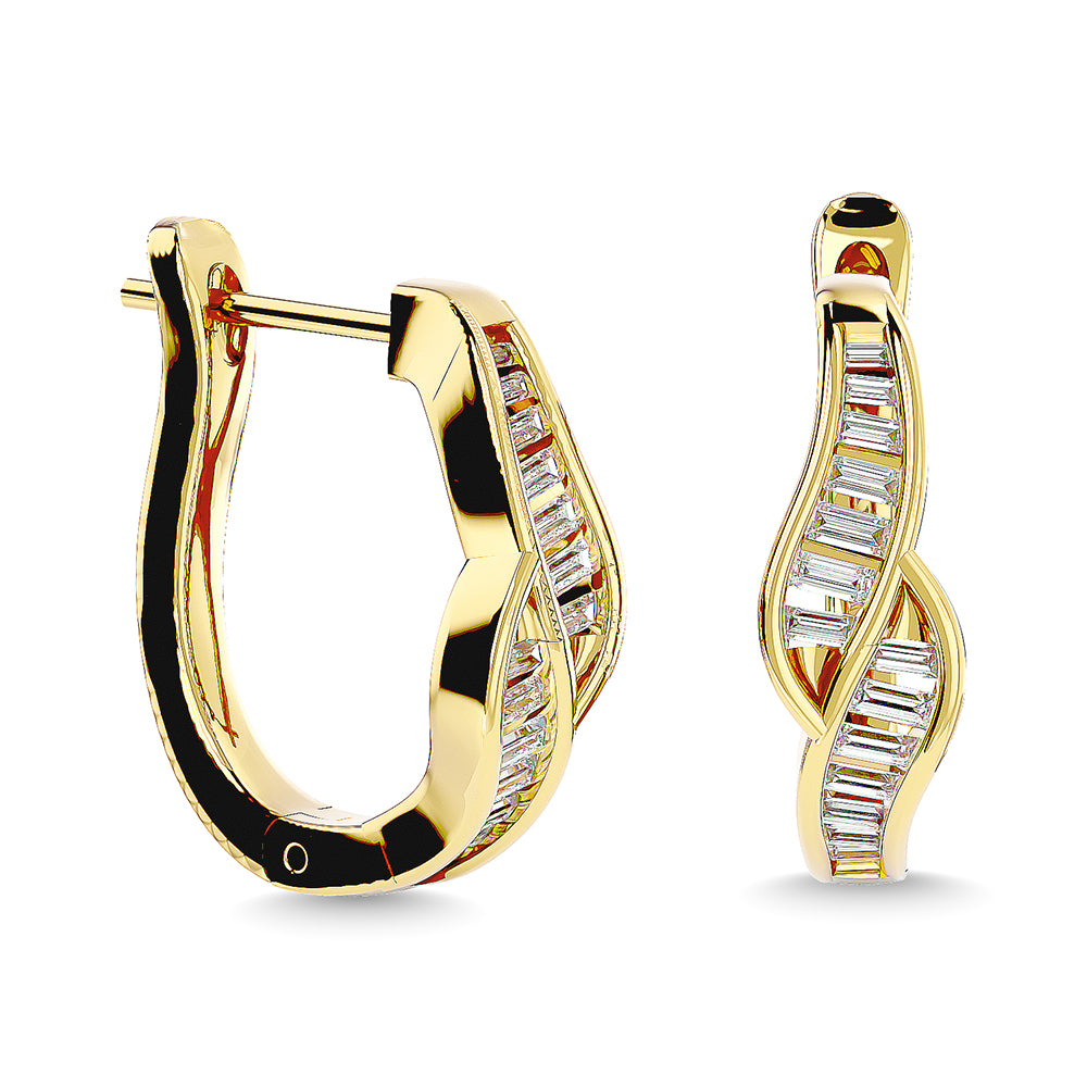 Diamond 1/3 Ct.Tw. Straight Baguette Hoop Earrings in 14K Yellow Gold