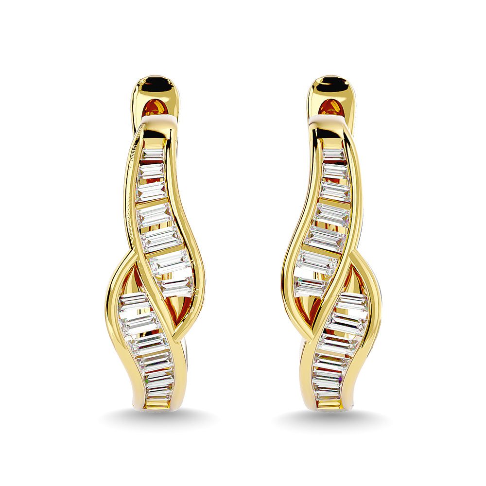 Diamond 1/3 Ct.Tw. Straight Baguette Hoop Earrings in 14K Yellow Gold