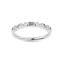 Diamond 1/5 ct tw Round and Straight Baguette Stackable Ring  in 14K White Gold