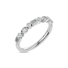 Diamond 1/5 ct tw Round and Straight Baguette Stackable Ring  in 14K White Gold