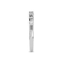 Diamond 1/5 ct tw Round and Straight Baguette Stackable Ring  in 14K White Gold