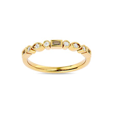 Diamond 1/5 ct tw Round and Straight Baguette Stackable Ring  in 14K Yellow Gold