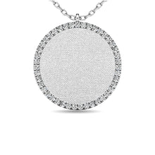 Diamond 1/8 ct tw Circle Disc Matt Finish Pendant in 10K White Gold