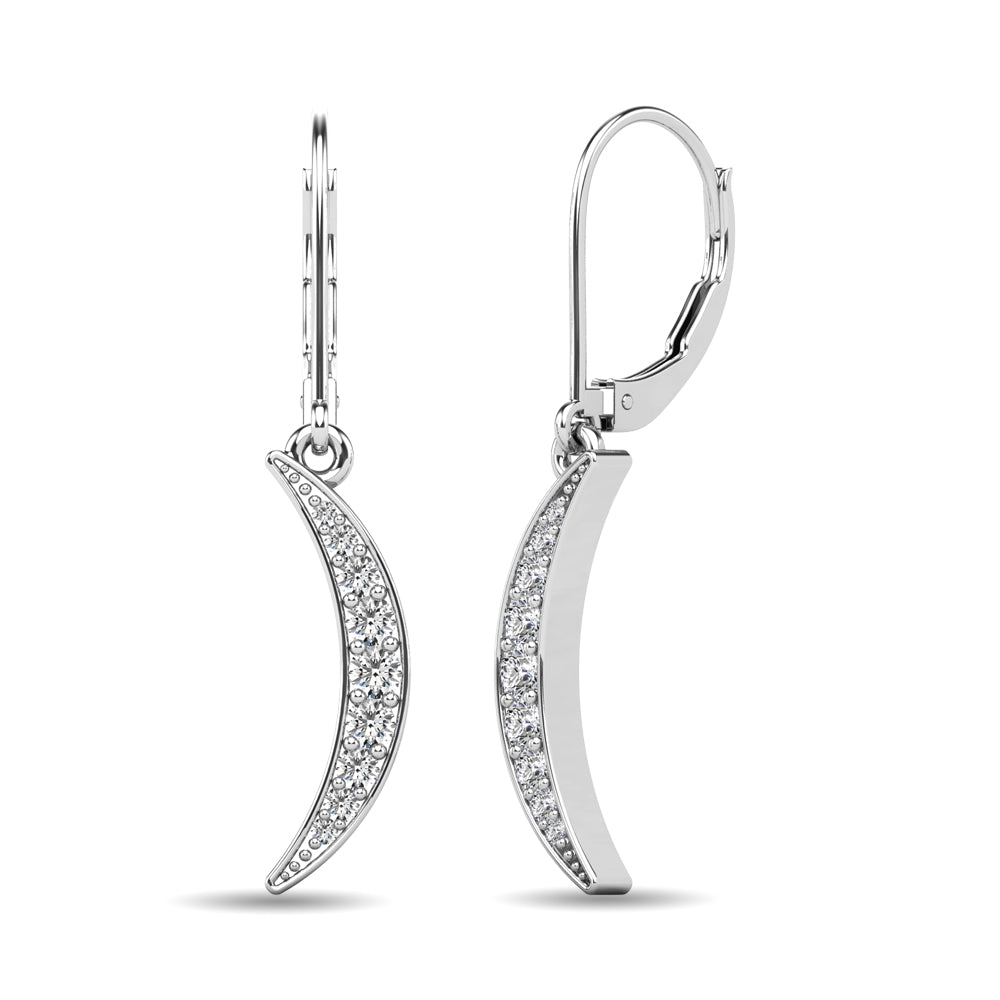 Diamond 1/6 ct tw Cresent Earrings in 10K White Gold