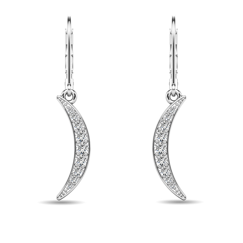 Diamond 1/6 ct tw Cresent Earrings in 10K White Gold