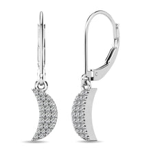 Diamond 1/10 ct tw Moon Dangle Earrings in 10K White Gold